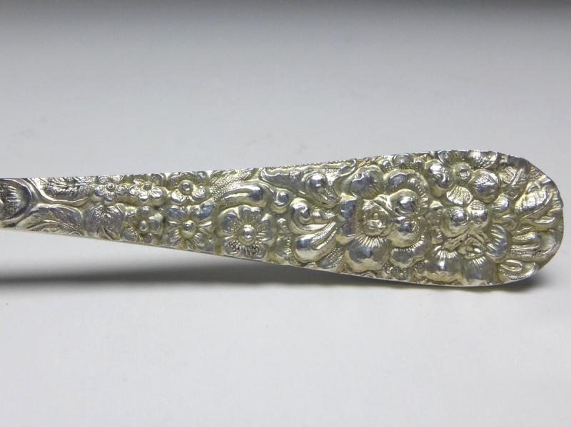Gabel, Dekor Repoussé, Griff 925er Sterling Silber, Stieff, USA, L: 15,5 cm