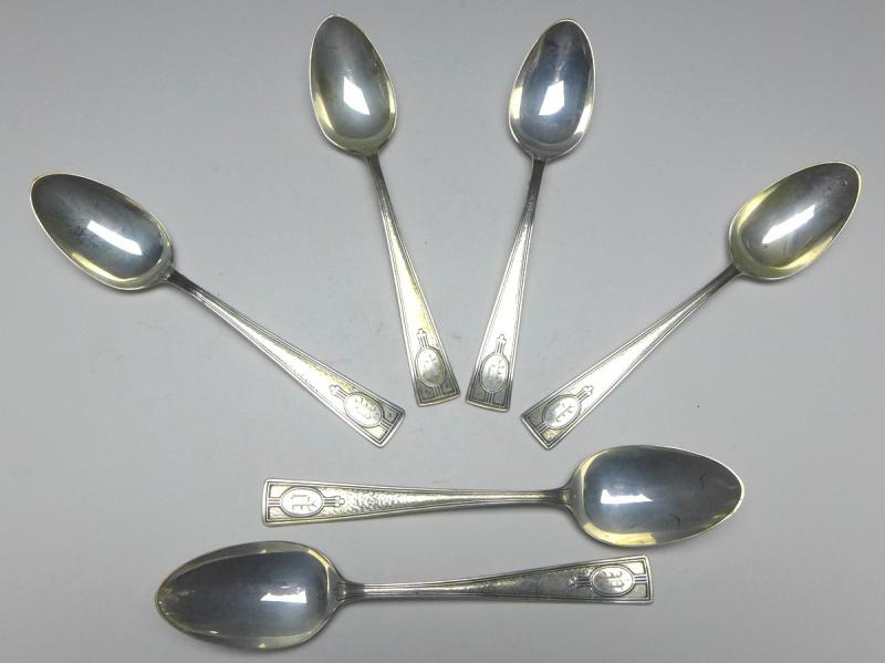 6x Löffel, Teelöffel, Kaffeelöffel, Sterling, 925er Silber, L: 14 cm