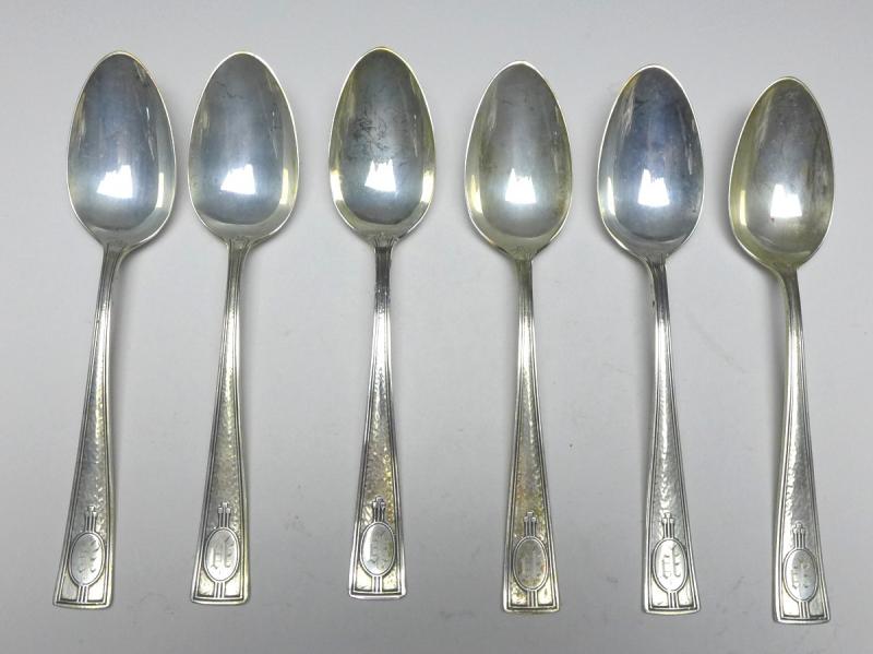 6x Löffel, Teelöffel, Kaffeelöffel, Sterling, 925er Silber, L: 14 cm
