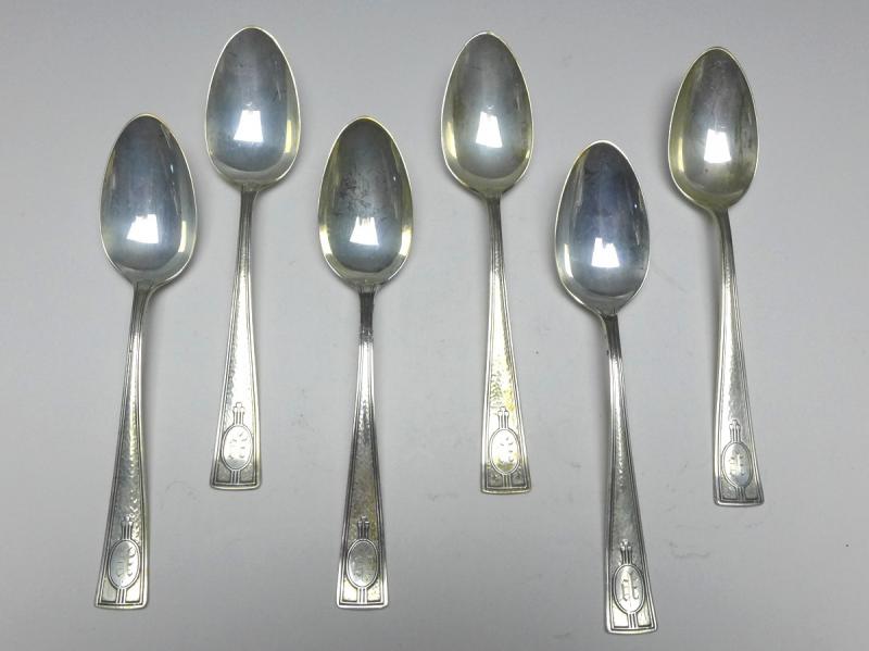 6x Löffel, Teelöffel, Kaffeelöffel, Sterling, 925er Silber, L: 14 cm