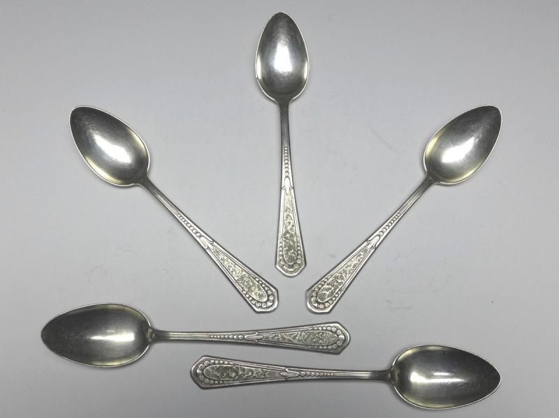 5x Löffel, Teelöffel, Kaffeelöffel, WMF, versilbert, L: 13,8 cm