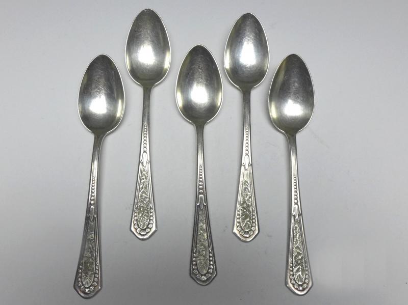 5x Löffel, Teelöffel, Kaffeelöffel, WMF, versilbert, L: 13,8 cm