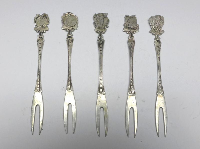 5x Cocktail Spieß, Cocktail Stick, Silber, Obst Dekor, L: 12,5-13 cm