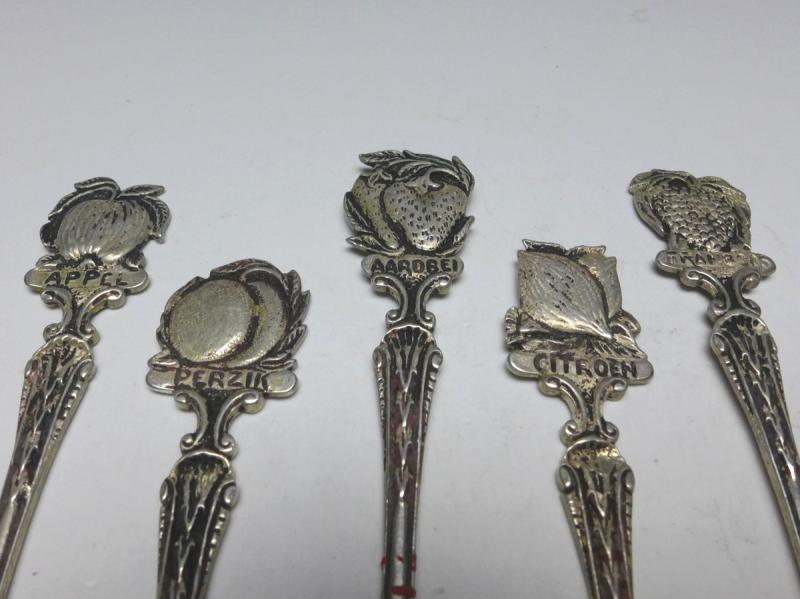 5x Cocktail Spieß, Cocktail Stick, Silber, Obst Dekor, L: 12,5-13 cm