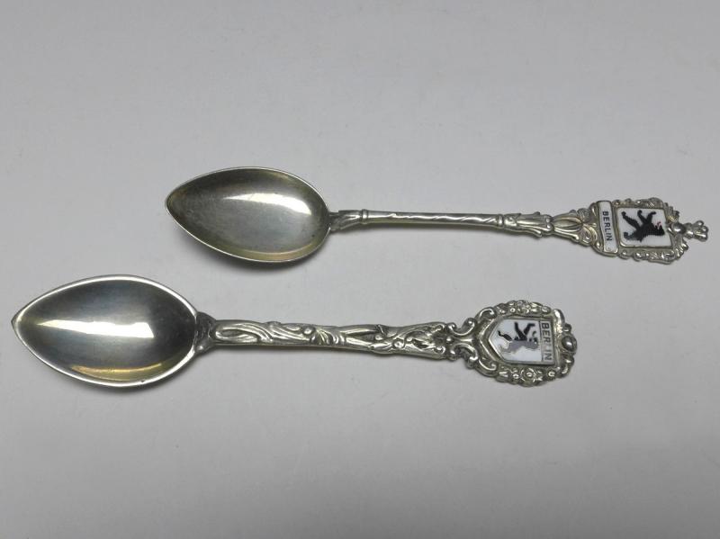 2x Mokkalöffel, 800er Silber, Berlin Bär, L: 10,5 cm
