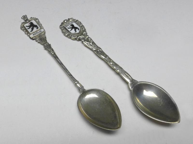 2x Mokkalöffel, 800er Silber, Berlin Bär, L: 10,5 cm