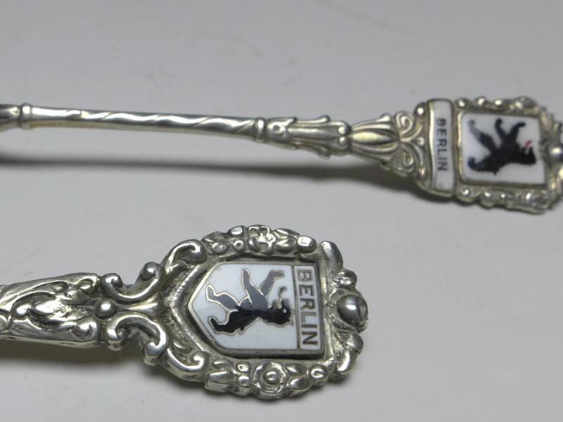 2x Mokkalöffel, 800er Silber, Berlin Bär, L: 10,5 cm