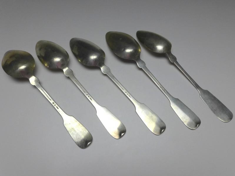 5x Suppenlöffel, Esslöffel, Löffel, 800er Silber, Modell Spaten, L: 22 / 22,5 cm