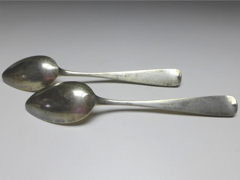 2x Suppenlöffel, Löffel, Silber, 19. Jh., C. Lankenbeck, L: 23,5 cm
