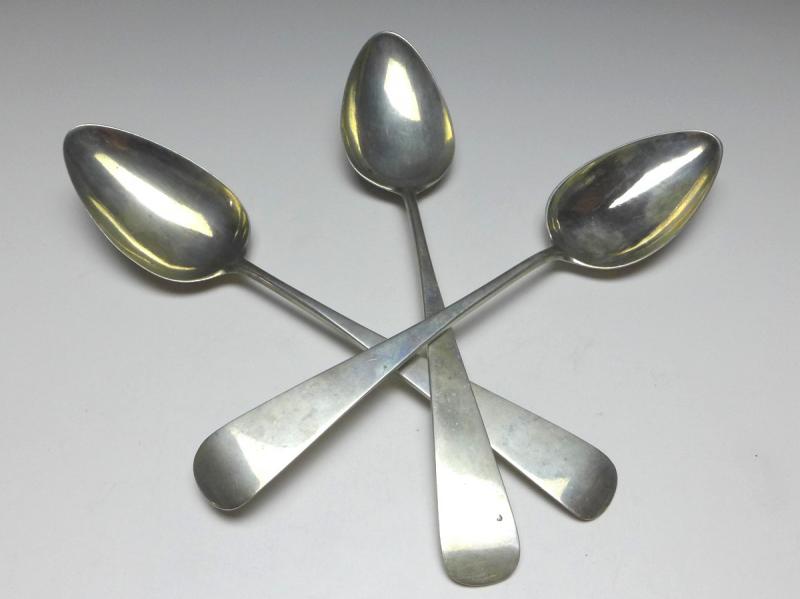 3x Suppenlöffel, Löffel, 12 Lot | 750er Silber, J. Weber, L: 23 cm