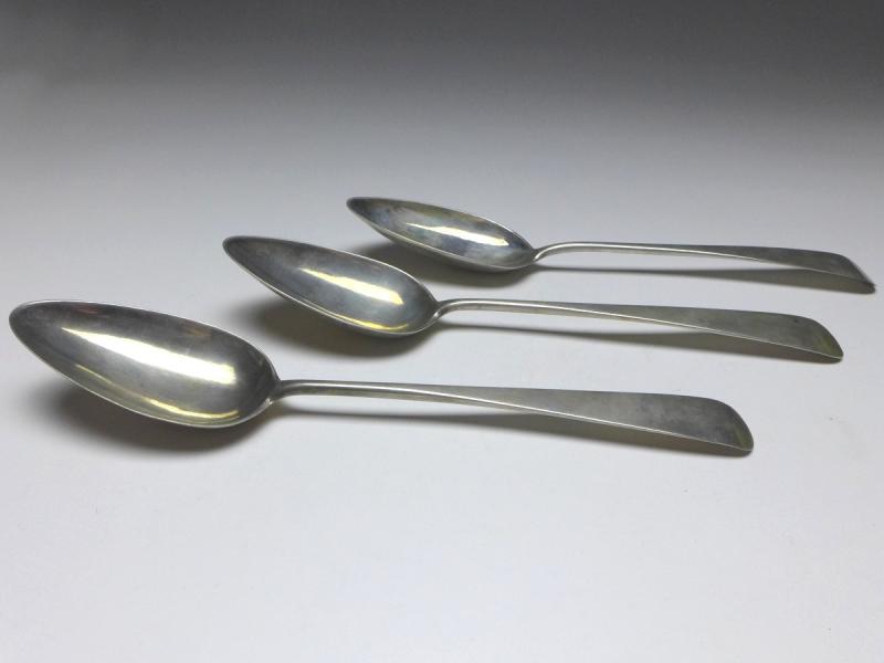 3x Suppenlöffel, Löffel, 12 Lot | 750er Silber, J. Weber, L: 23 cm