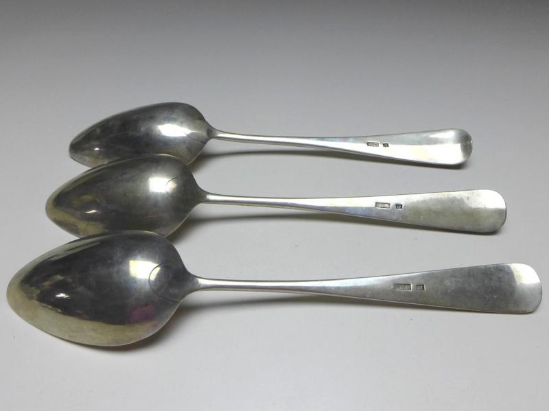 3x Suppenlöffel, Löffel, 12 Lot | 750er Silber, J. Weber, L: 23 cm