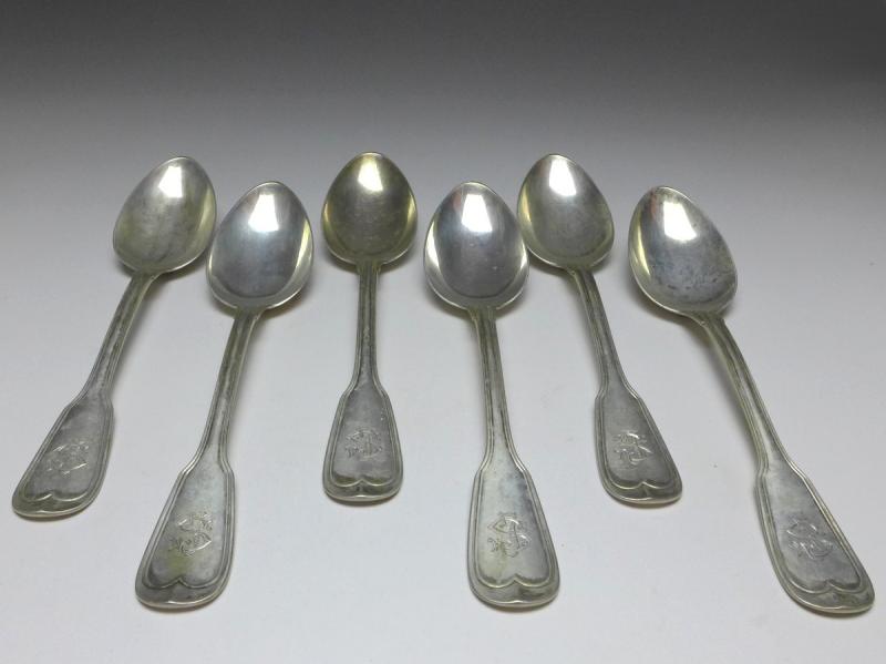6x Suppenlöffel, Löffel, 800er Silber, Koch & Bergfeld, C. E. Keyser, Dekor Altfaden, L: 22 cm