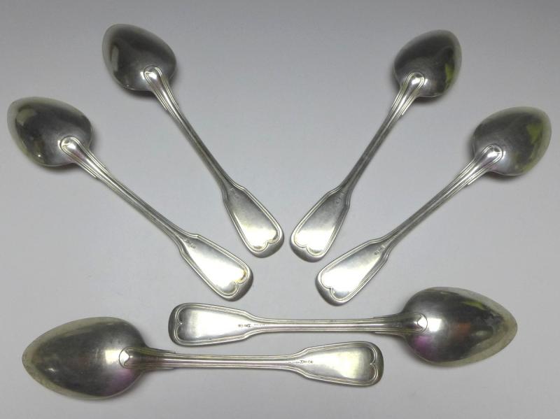 6x Suppenlöffel, Löffel, 800er Silber, Koch & Bergfeld, C. E. Keyser, Dekor Altfaden, L: 22 cm