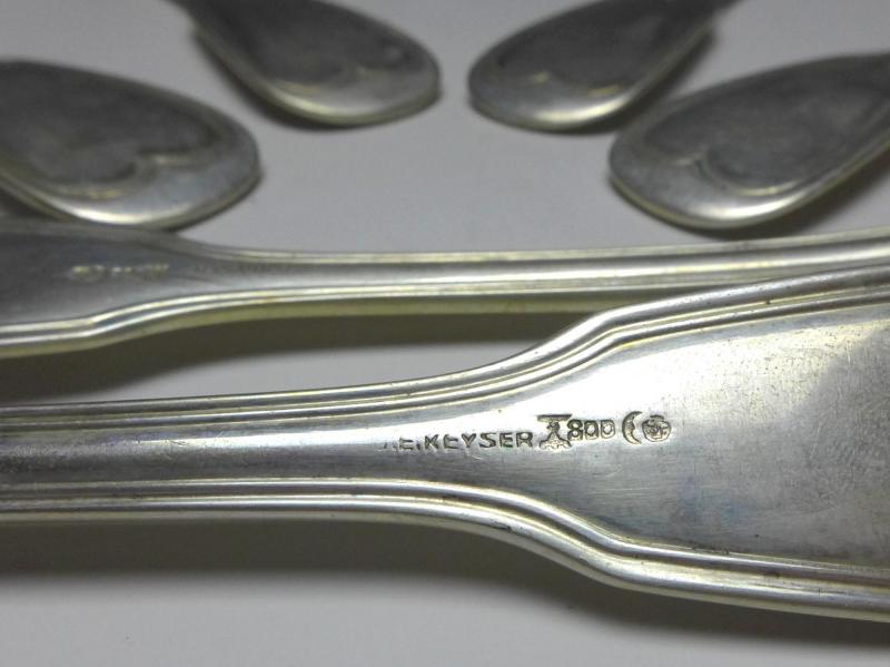 6x Suppenlöffel, Löffel, 800er Silber, Koch & Bergfeld, C. E. Keyser, Dekor Altfaden, L: 22 cm