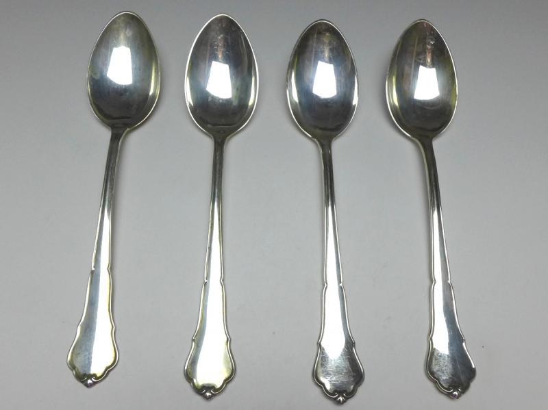4x Suppenlöffel, Esslöffel, Löffel, 800er Silber, L: 21,5 cm
