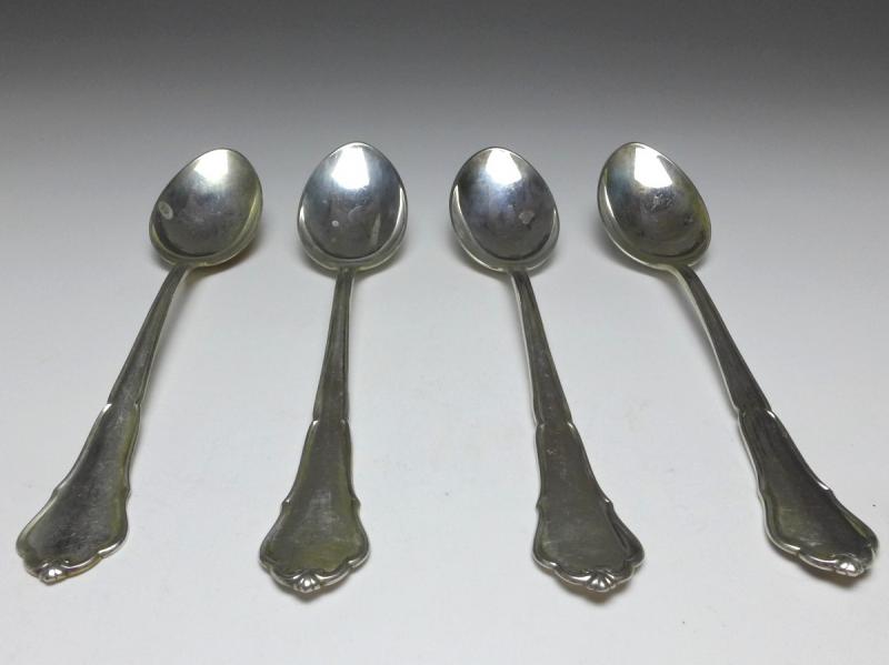 4x Suppenlöffel, Esslöffel, Löffel, 800er Silber, L: 21,5 cm