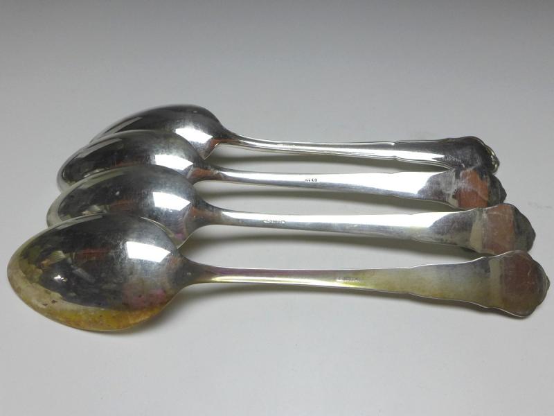 4x Suppenlöffel, Esslöffel, Löffel, 800er Silber, L: 21,5 cm