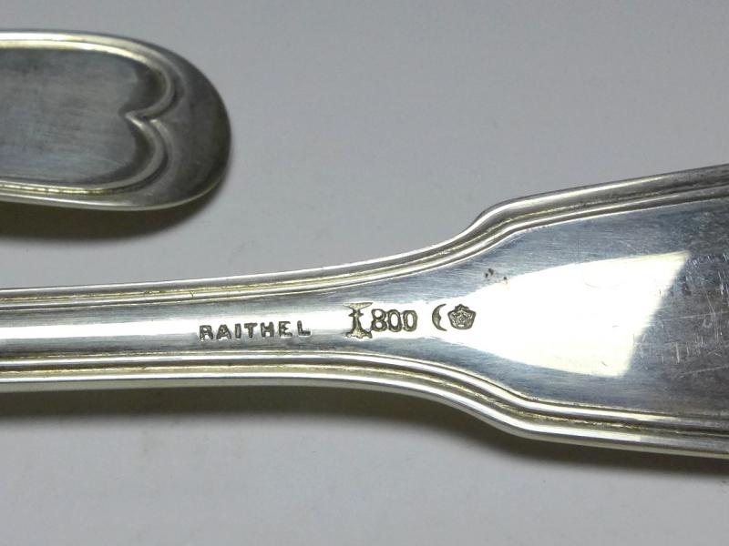5x Suppenlöffel, Löffel, 800er Silber, Koch & Bergfeld, Raithel, Dekor Altfaden, L: 21,5 cm