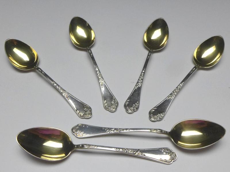 6x Mokkalöffel, Löffel, Koch und Bergfeld, 800er Silber, Modell Sophie