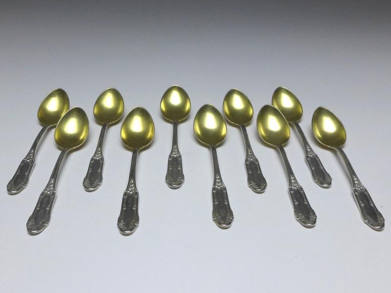10x Mokkalöffel, Löffel, Koch und Bergfeld, 800er Silber, L: 10,5 cm