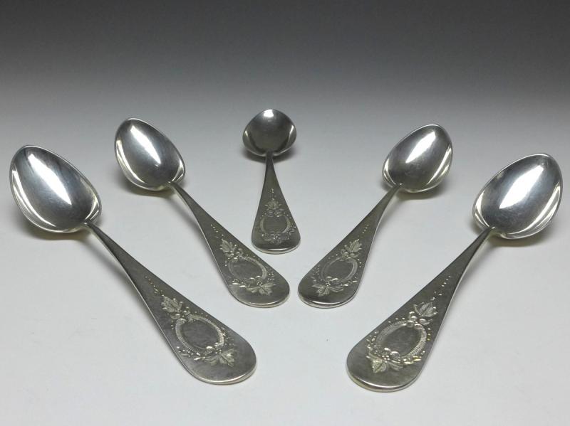 5x Löffel, Kaffeelöffel, Teelöffel, 800er Silber, O. K., L: 15 cm