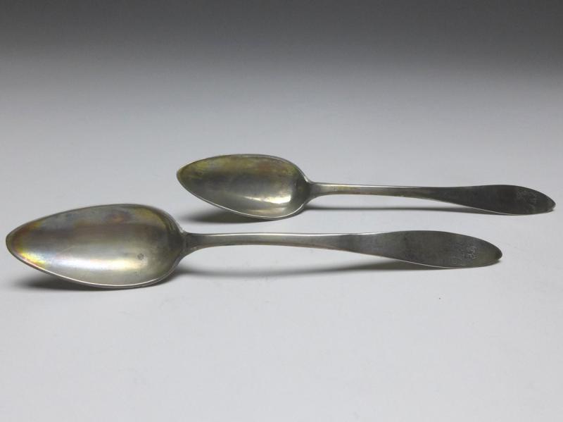 2x Löffel, Kaffeelöffel, Teelöffel, Silber, TK 1842, L: 13,3 cm