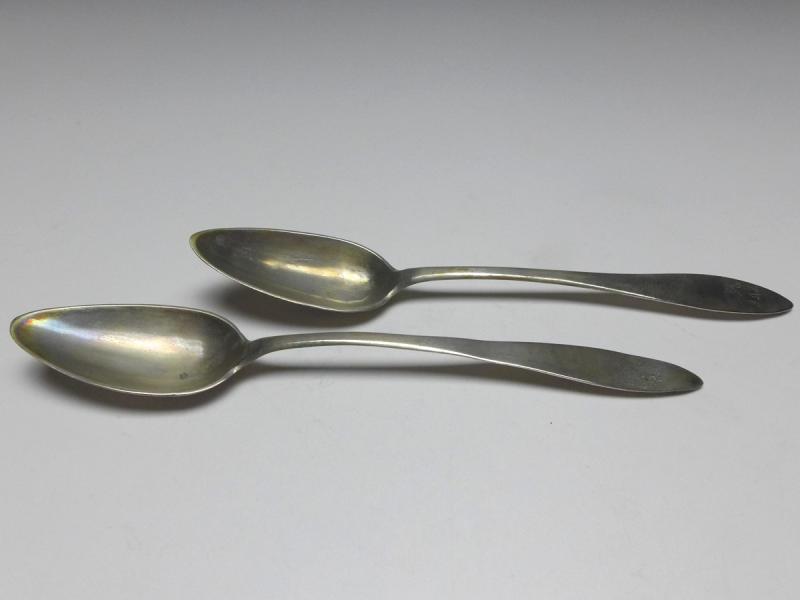 2x Löffel, Kaffeelöffel, Teelöffel, Silber, TK 1842, L: 13,3 cm