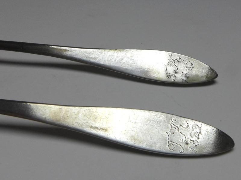 2x Löffel, Kaffeelöffel, Teelöffel, Silber, TK 1842, L: 13,3 cm
