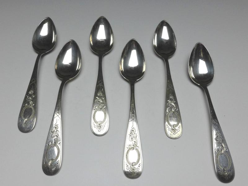 6x Löffel, Kaffeelöffel, Teelöffel, 800er Silber, Tittel, L: 15,3 cm