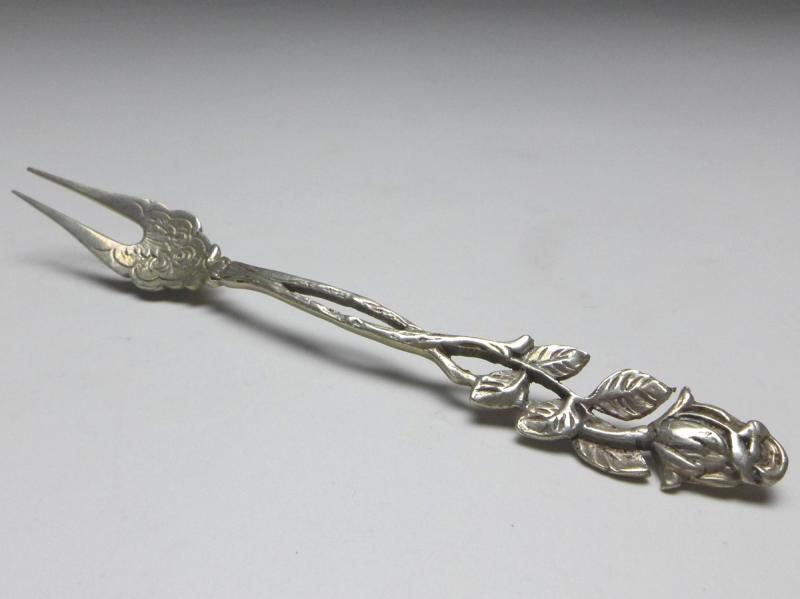 Aufschnittgabel, Gabel, 800er Silber, Rosendekor, L: 12,5 cm