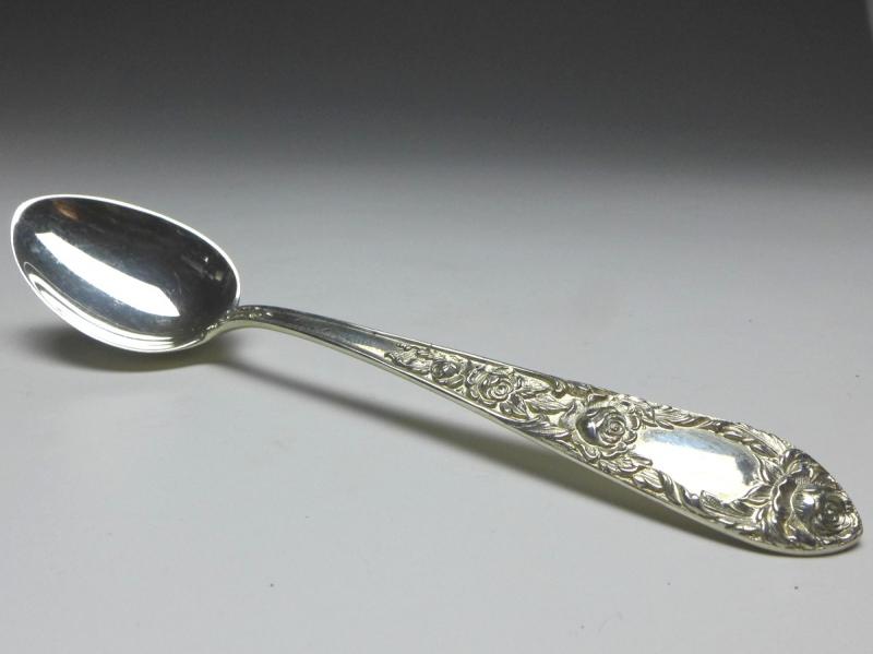 4x Teelöffel, Kaffeelöffel, Löffel, Dekor Rosen, 925er Sterling Silber, S. Kirk & Son, USA, L: 15 cm