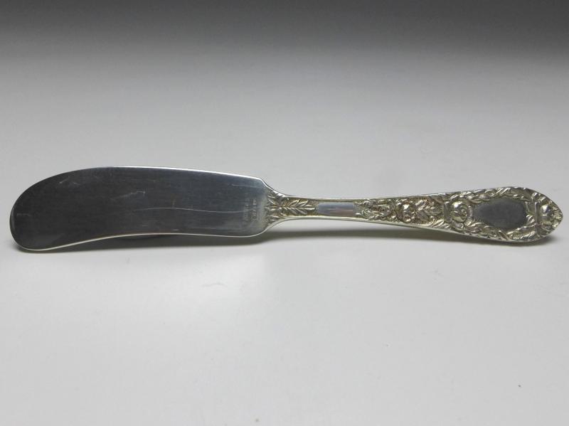 Buttermesser, Messer, Dekor Rosen, 925er Sterling Silber, S. Kirk & Son, USA, L: 13,5 cm