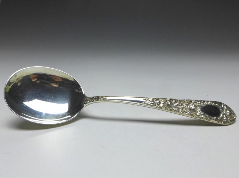 Dessertlöffel, Löffel, Dekor Rosen, 925er Sterling Silber, S. Kirk & Son, USA, L: 15 cm