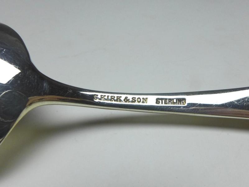 Dessertlöffel, Löffel, Dekor Rosen, 925er Sterling Silber, S. Kirk & Son, USA, L: 15 cm