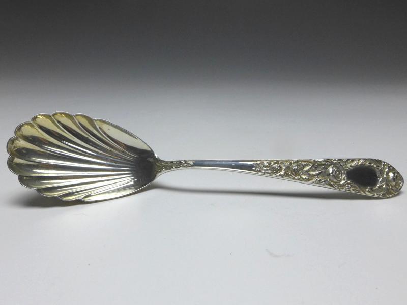 Zuckerlöffel, Löffel, Dekor Rosen, 925er Sterling Silber, S. Kirk & Son, USA, L: 16 cm