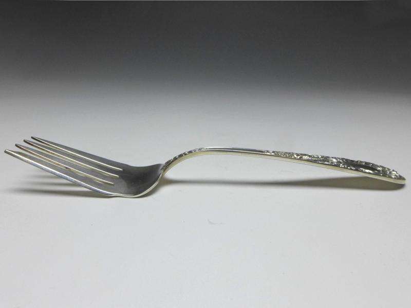 Vorlegegabel, Gabel, Dekor Rosen, 925er Sterling Silber, S. Kirk & Son, USA, L: 22 cm