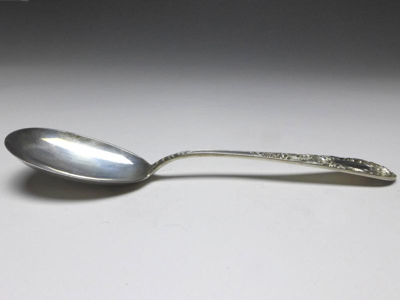 Vorlegelöffel, Beilagelöffel, Löffel, Dekor Rosen, 925er Sterling Silber, S. Kirk & Son, USA, L: 21,5 cm