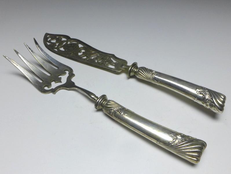 Tranchierbesteck 2-teilig, 800er Silber, Wilhelm Binder, Schwäbisch Gmünd, L: 29,5 | 25,5 cm