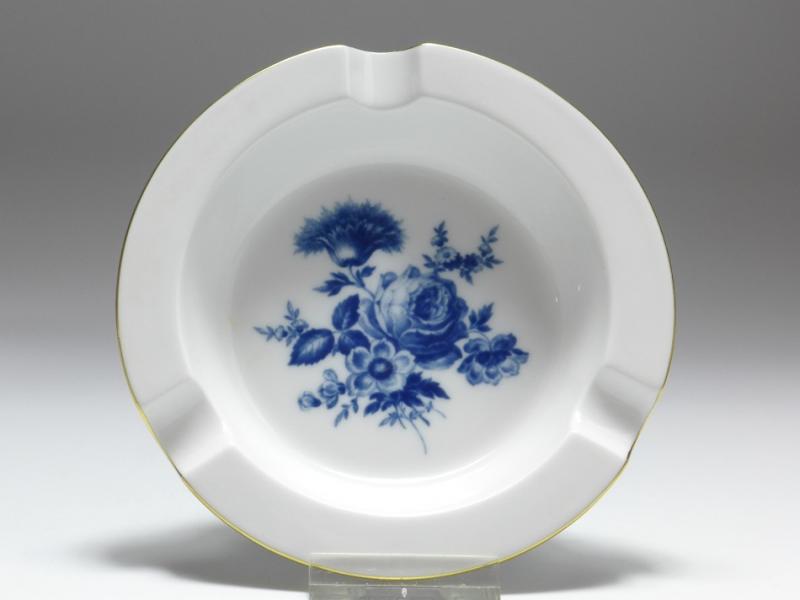 Aschenbecher, Meissen, Aquatinta Blumenbukett