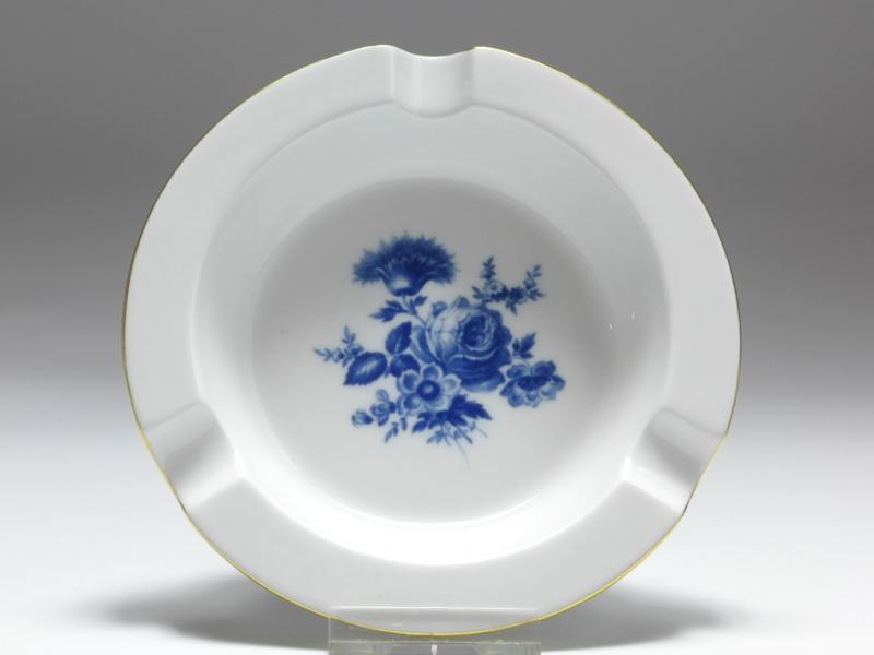 Ascher, Meissen, Blumenbukett mit Rose, Aquatinta schieferblau, D: 12 cm