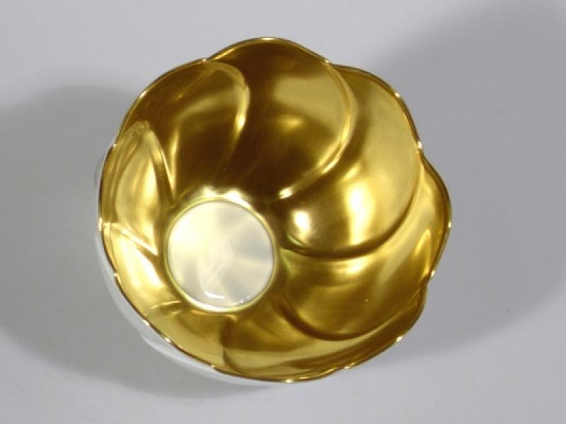 Seerose Schälchen, vergoldet, Meissen, D: 10 cm, Geschenkkarton