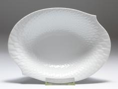Schale oval, Meissen, Wellenspiel Relief weiss, L: 21,5 cm