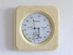 Sauna Klimamesser, im Holzrahmen. Thermometer und Hygrometer