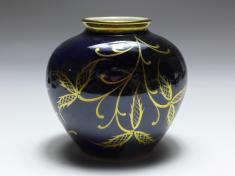 Vase, Rosenthal, München, kobaltblau, Goldgräser, H: 11,5 cm