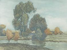 Alexander Liebmann: Seenlandschaft, Radierung, 67 x 81 cm