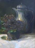 K. Engelhardt: Gemälde Stilleben mit Blumen und Kaffeekanne