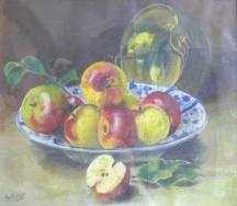 A De F Fontaine, 1878: Gemälde Stilleben Obst in Schale