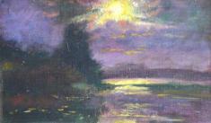 Gemälde Mondscheinbild, Landschaft