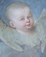 Gemälde Kinderkopf mit Flügel, Engel